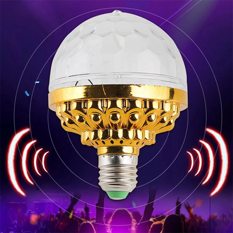 E27 Colorful LED Stage Flashing Light Bulb 6W Rotating Crystal Magic Ball Mini Lamp for Disco Party Christmas Party Decoration