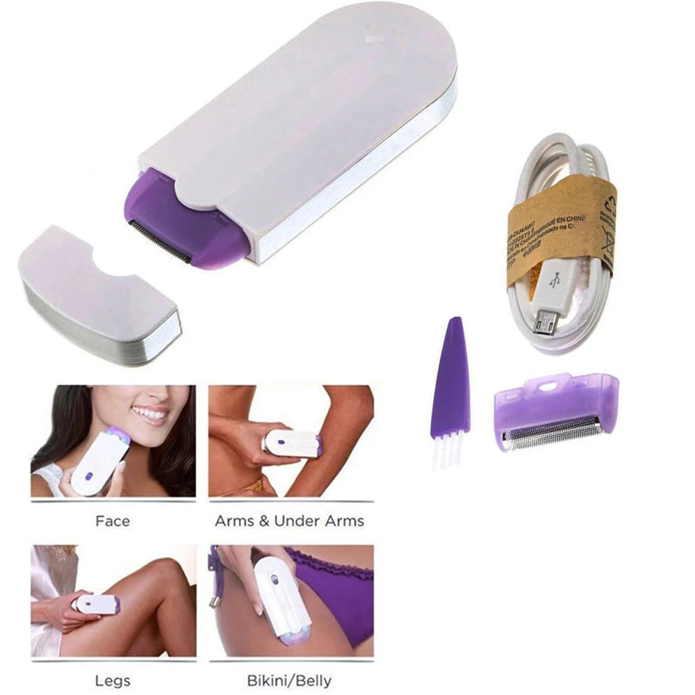 Electric Mini Hair Remover Epilator Facial Bikini Permanent Hair Removal Device for Women Peach Fuzz Fingers Arms Legs Armpit