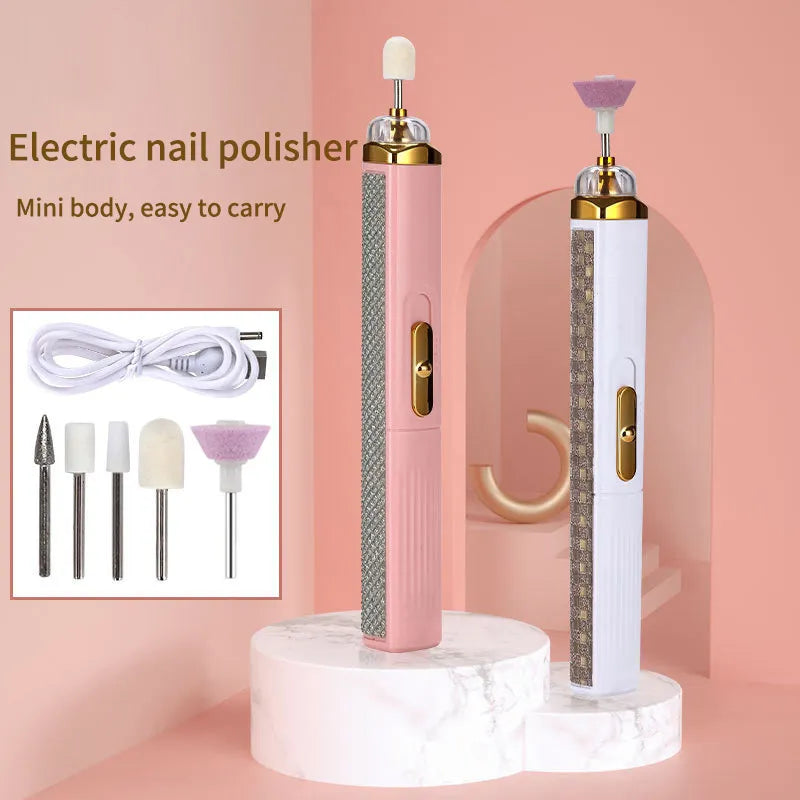Electric Nail Polisher - Electric Nail Drill Machine Kit Hand piece Polish File Drills Bit Sets Pen Manicure Pedicure Nail Art Tool Gel Remover Equipment