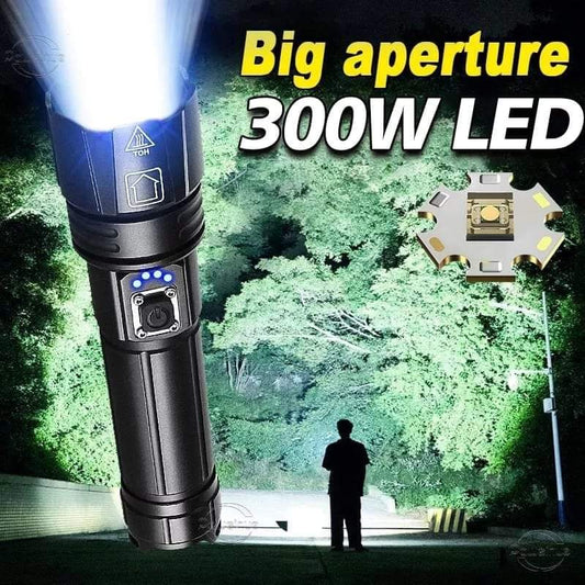 Super 300W LED Flashlight Powerful Rechargeable Torch -  26650 XHP90