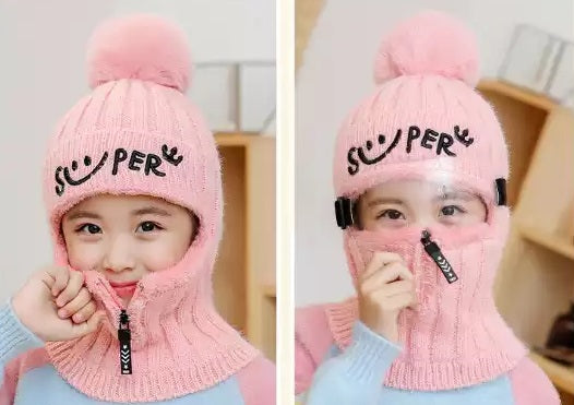 New Kids Winter Warm Cap - Baby Boy Girl Hat with Scarf