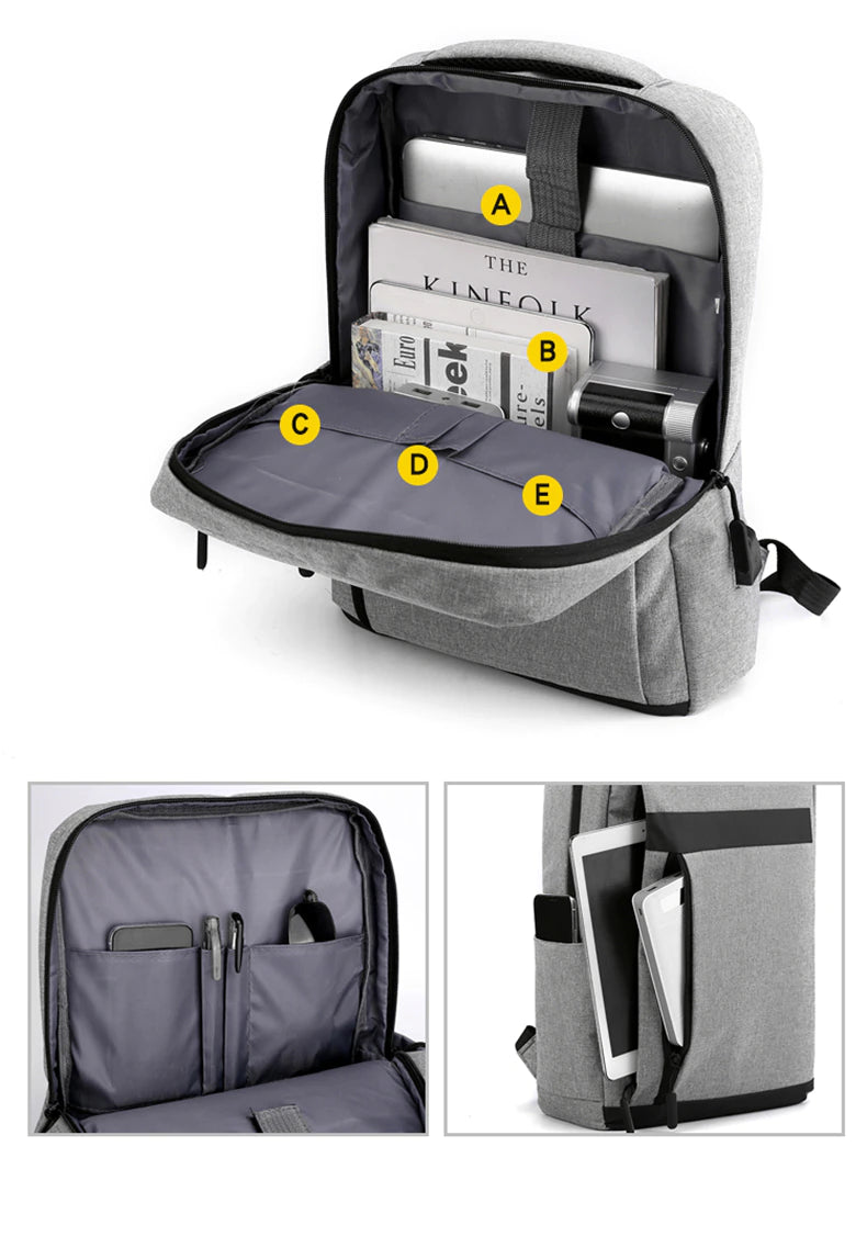 Multifunctional Backpack Waterproof USB Charging Bag For Men Women