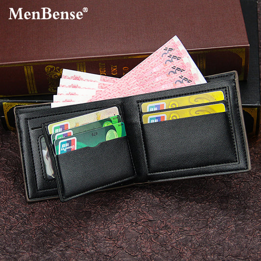 Men Bense Men's Wallet Patchwork PU Leather Mini Wallets Short Clutch Handbag Card Bag Purse Coin Change Pocket