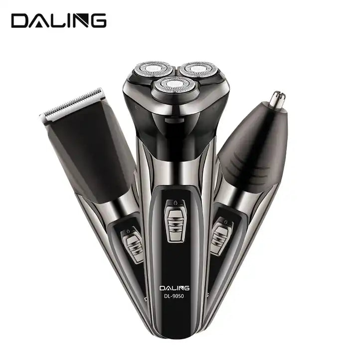 3 in 1 Daling DL-9050 Electric Shaver and Nose Hair Trimmer Digital Rechargeable Clipper