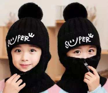 New Kids Winter Warm Cap - Baby Boy Girl Hat with Scarf