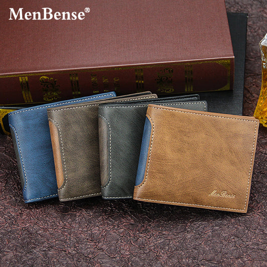 Men Bense Men's Wallet Patchwork PU Leather Mini Wallets Short Clutch Handbag Card Bag Purse Coin Change Pocket
