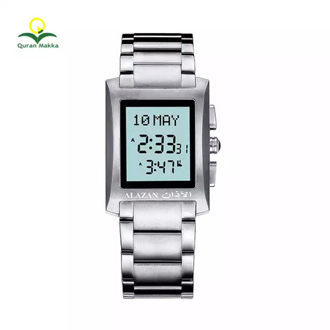 Al-Fajar Watch with Qibla Compass Hijri TIme and Azan Alaram All Islamic Prayers Stainless Steel Ramadan Gift