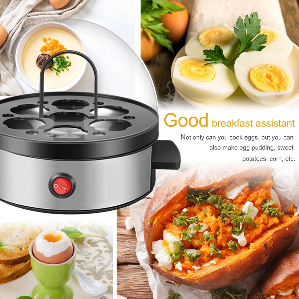 Multifunctional Mini 7 Eggs Steamer Cooker Home Appliance Breakfast Egg Boiler Poacher Corn Milk Heating EU Plug