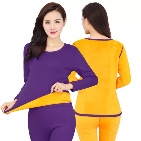 Men Women Double Layer Thermal Suit Plus Velvet