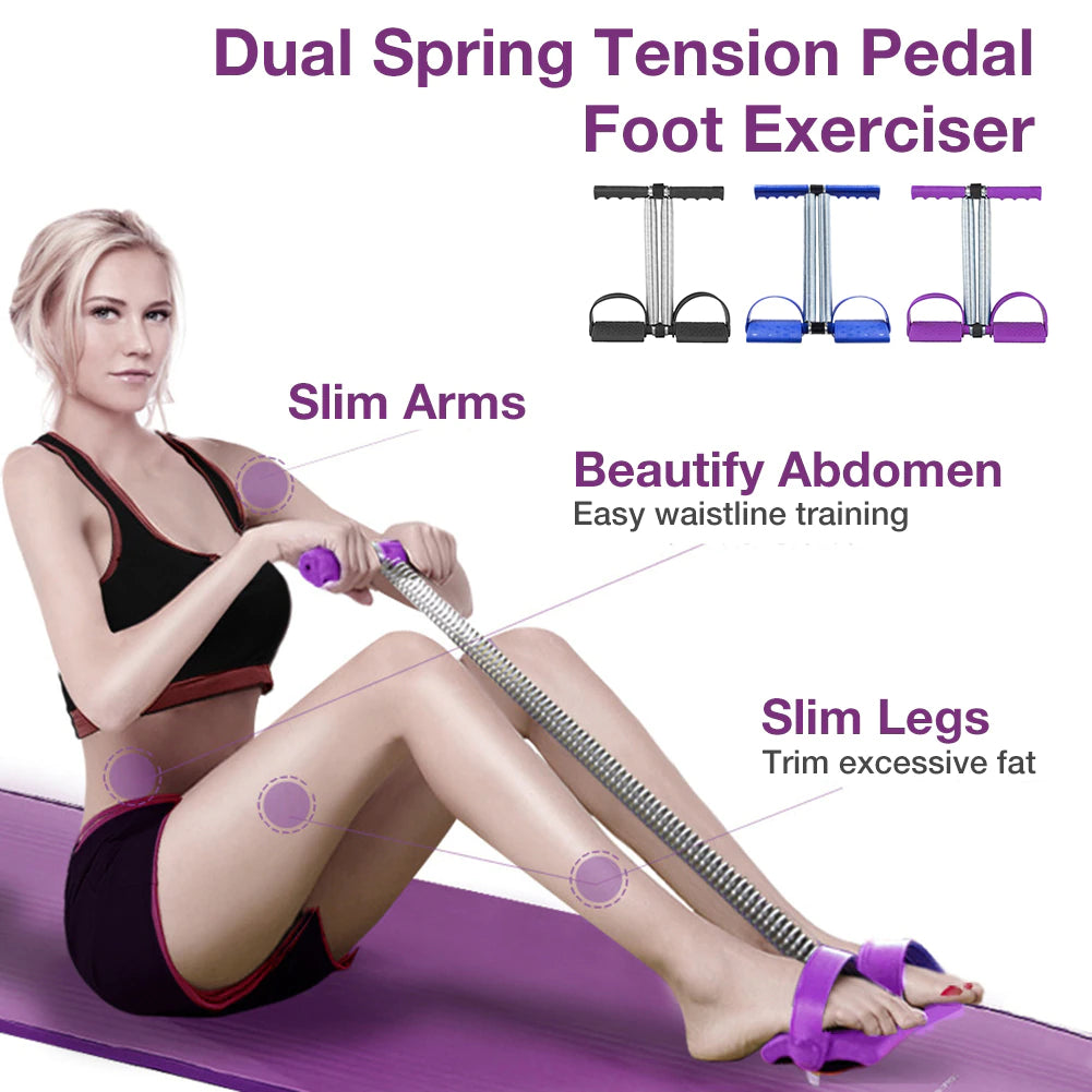 Double Spring Tummy Trimmer Prime Pull Rope Dual Spring Tension Foot Pedal Sit Up Equipment For Abdominal, Leg Exerciser