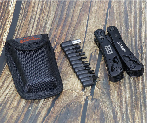 Multifunctional Stainless Steel Blackened Pliers Outdoor Mini Folding Telescopic Combination Knife Pliers Field Emergency Tool