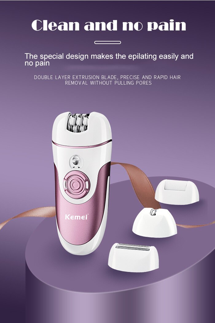 4 in 1 Epilator for Long Lasting Hair Removal Includes Pedicure Shaver and Trimmer Head Epilation Pubic Hair Bikini Area