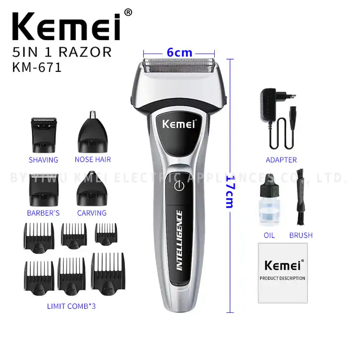 Kemei 12 In 1 Electric Shaver Men Hair Beard Nose Trimmer Mesh foil Razor Rechargeable Hair Clipper Shaving Machine Body Groomer