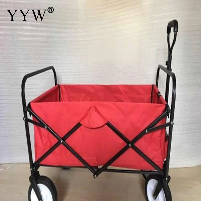 4 Wheel Heavy Duty Folding Bag Garden Trolley Cart Wagon Hand Pull Wheelbarrow Camp Gardening Cart Luggage Cart for Outdoor