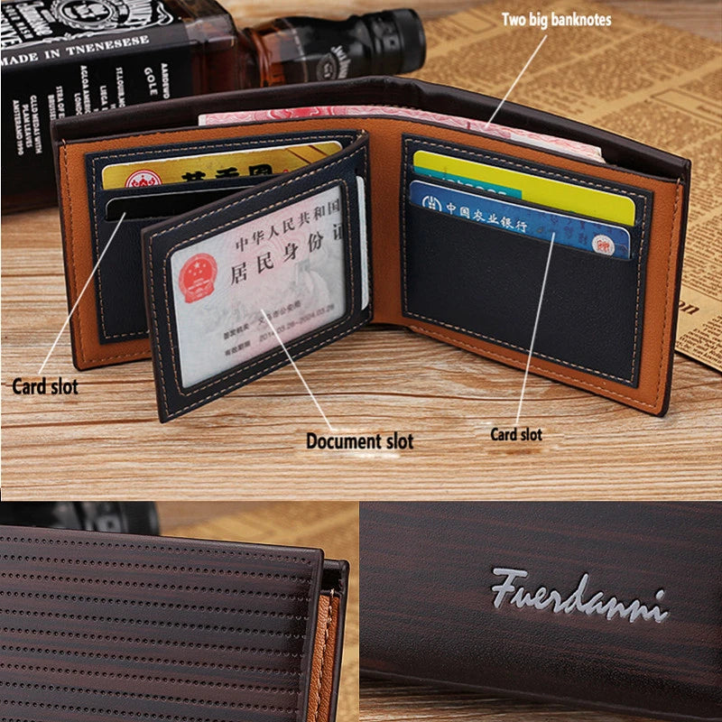 2023 Retro Leather Wallet for Men Women ID Bank Credit Card Holder Men's Coin Purse