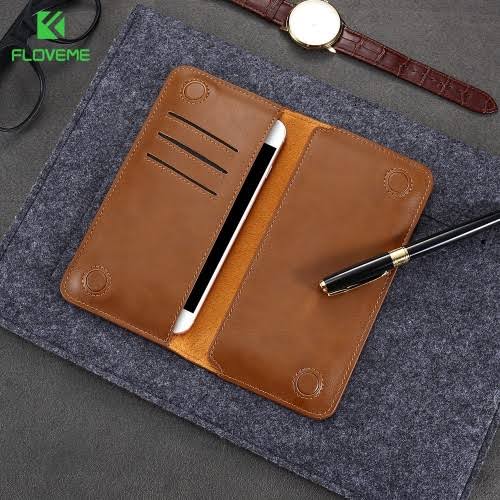 Floveme Slim Leather Soft wallet Mobile and cash pocket