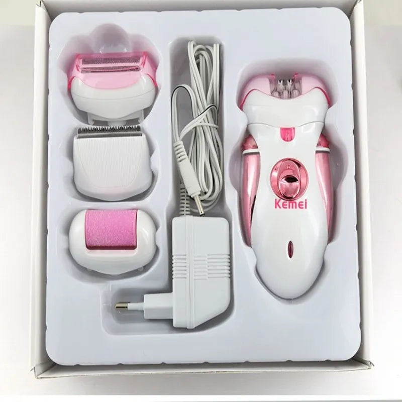 4 in 1 Epilator for Long Lasting Hair Removal Includes Pedicure Shaver and Trimmer Head Epilation Pubic Hair Bikini Area