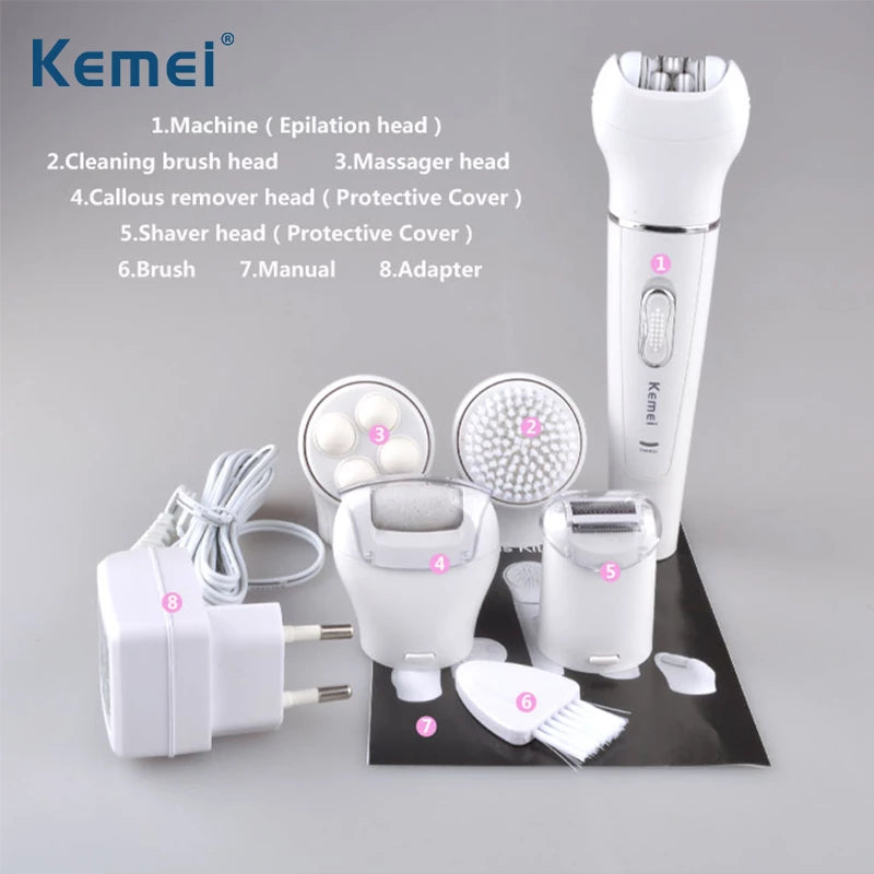 Kemei 5 in 1 Electric Plucking Facial Cleanser  KM-2199