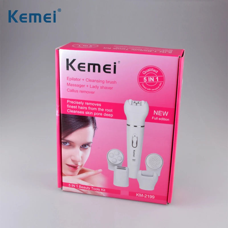 Kemei 5 in 1 Electric Plucking Facial Cleanser  KM-2199