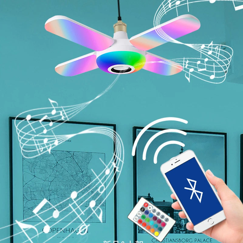 LED Bluetooth Music Lamp Colorful Audio Remote Control Deformable Ceiling Fixture Lights Bedroom Decoration Fancy Lighting