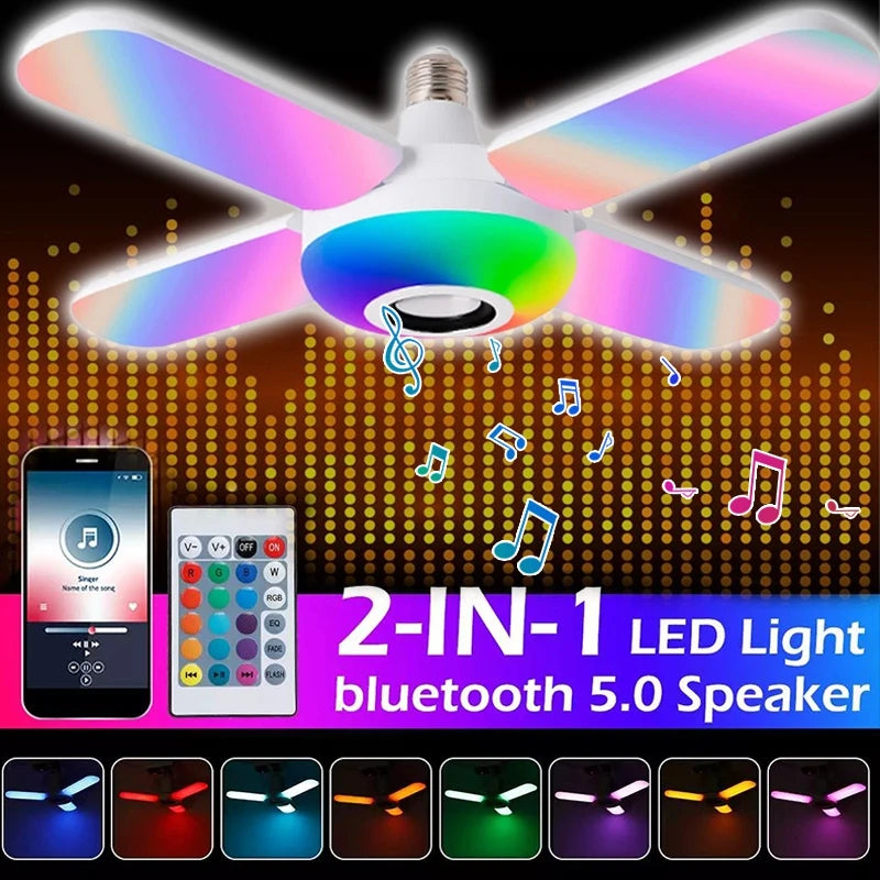 LED Bluetooth Music Lamp Colorful Audio Remote Control Deformable Ceiling Fixture Lights Bedroom Decoration Fancy Lighting