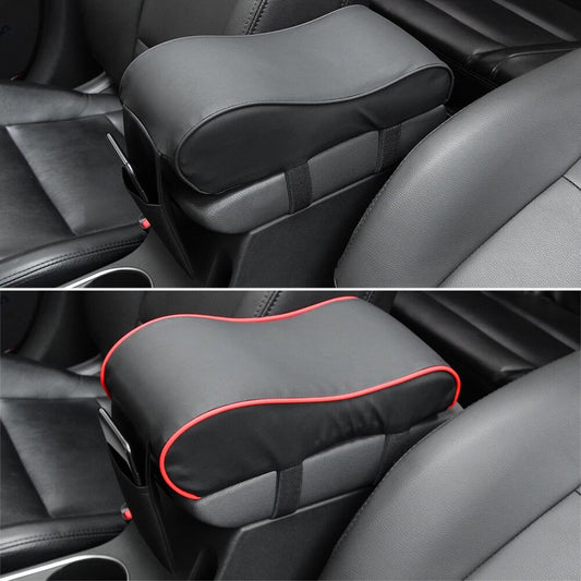 Leather Car Armrest Cushion - Car Center Seat Box Cushion With Mobile Pocket