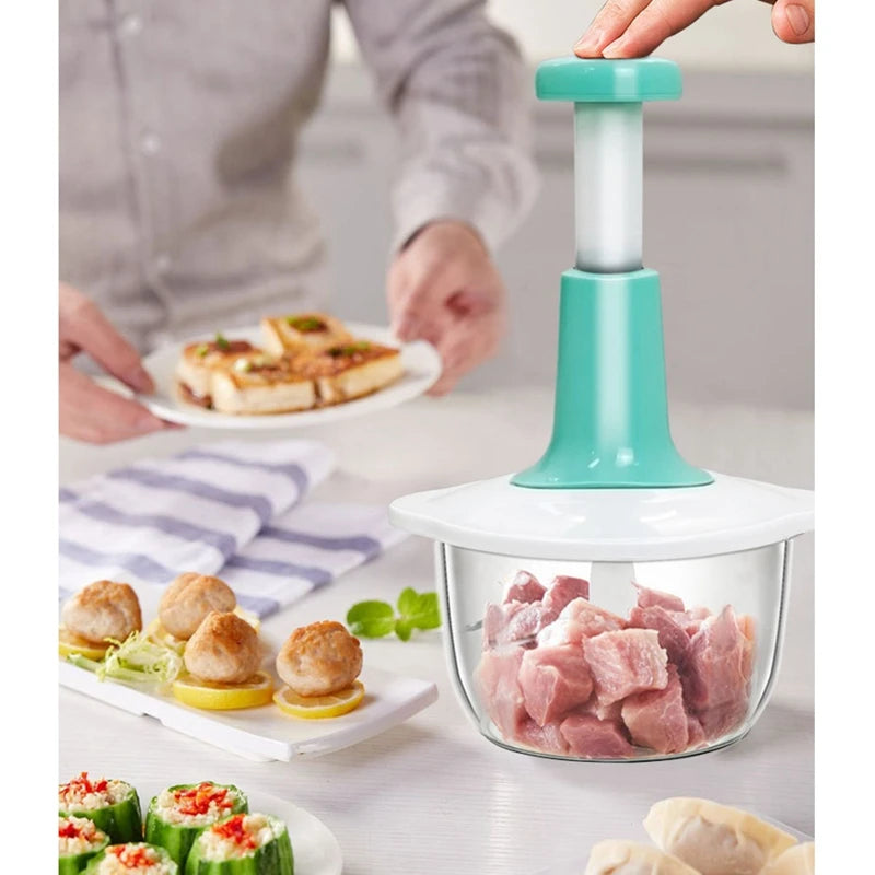Manual Food Processor Multifunctional Gourmet Cuisine Hand Pat Chopper Press Cutter Vegetable Meat Grinder