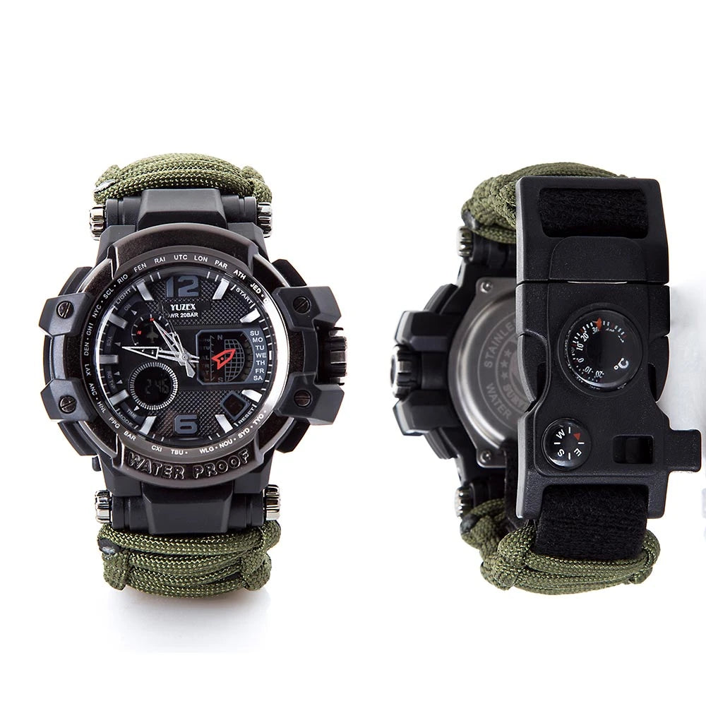 Men Sports Watches Compass LED Digital Watch Men Outdoor Survival Military Waterproof Quartz Wristwatches Relogio Masculino