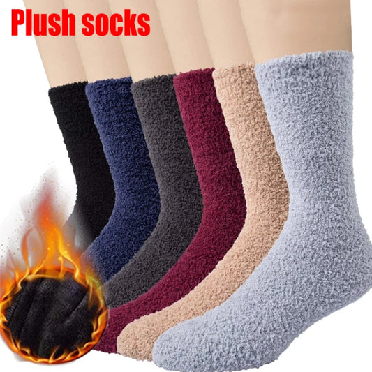 4 Pairs Winter Towel Socks - Winter Warm Fluffy Coral Velvet Socks