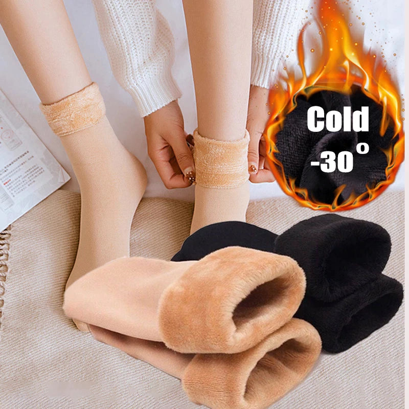 5 Pairs Women Cashmere Socks Thicken Thermal Wool - Fleece Wool Cashmere Socks