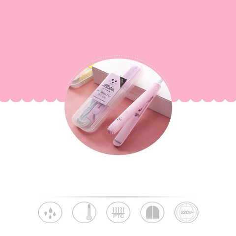 Mini Hair Curler 2 in 1 Hair Straightener Ceramic Electronic Fast Heating Straightening Iron&Curling Iron Styling Tool Dry & Wet