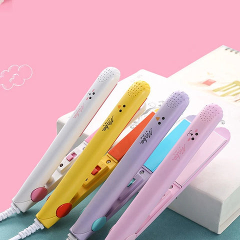 Mini Hair Curler 2 in 1 Hair Straightener Ceramic Electronic Fast Heating Straightening Iron&Curling Iron Styling Tool Dry & Wet