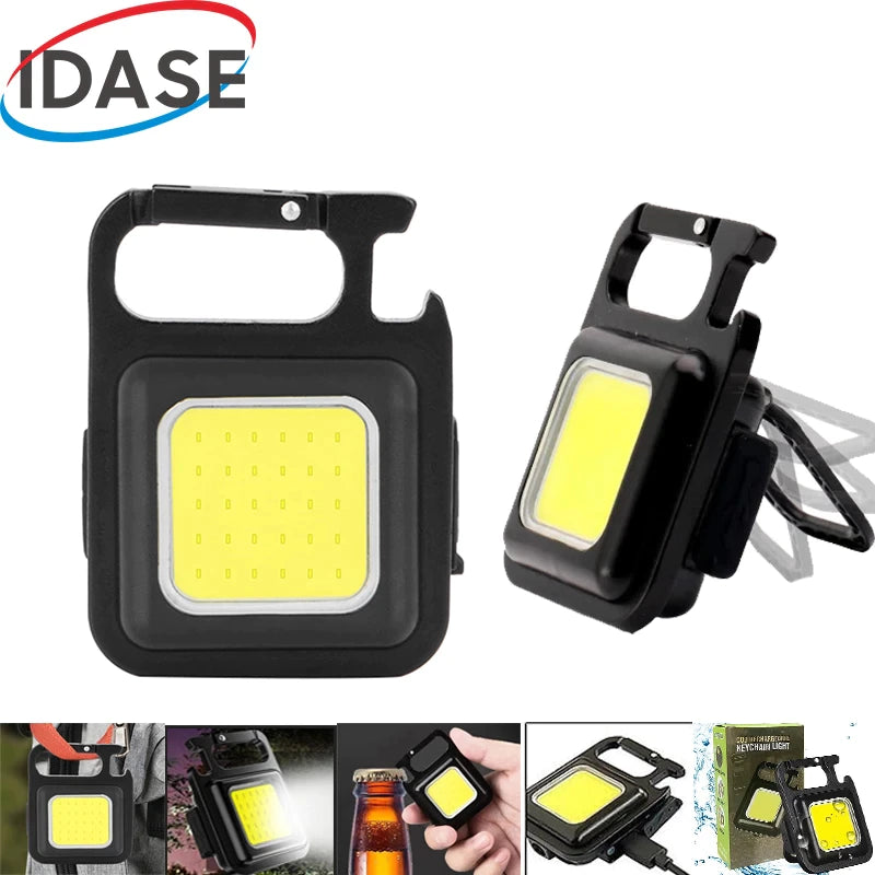Mini LED Flashlight Work Light rechargeable Glare COB Keychain Light Portable Flashlight Outdoor Camping Small Light Corkscrew