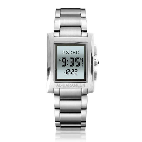 Al-Fajar Watch with Qibla Compass Hijri TIme and Azan Alaram All Islamic Prayers Stainless Steel Ramadan Gift