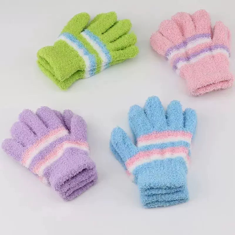 2 Pairs Women Colorful Winter Handglove - Female Wool Colorful Gloves