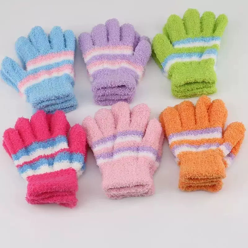 2 Pairs Women Colorful Winter Handglove - Female Wool Colorful Gloves
