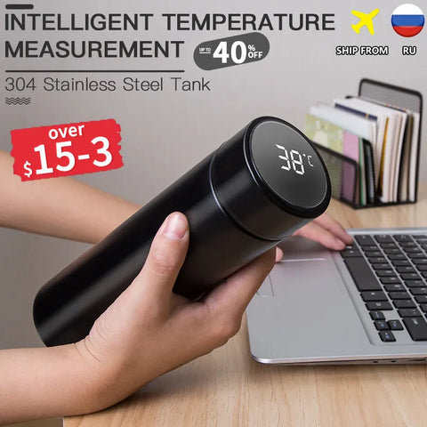 Digital Thermos Cup Intelligent Temperature Display Water Bottle Heat Preservation Vacuum Thermos Flask For Coffee Tea