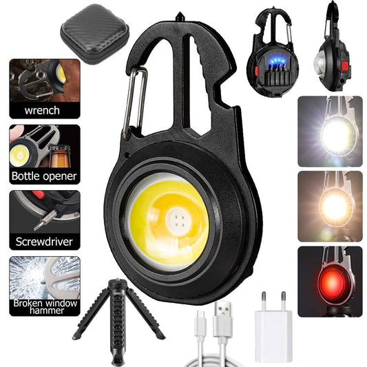 10 in 1 New Mini Lantern Portable Multi-function COB Floodlight Outdoor Type-c Rechargeable Keychain Light Aluminum Alloy Flashlight