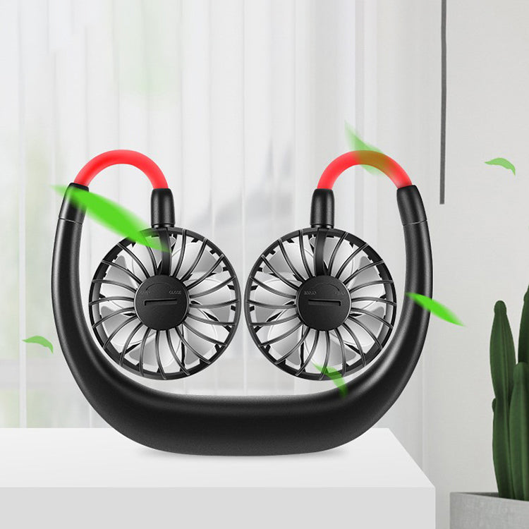 Hands-free Neck Band Hands-Free Hanging USB Rechargeable Dual Fan Mini Air Cooler Summer Portable 2000mA Sarmocare