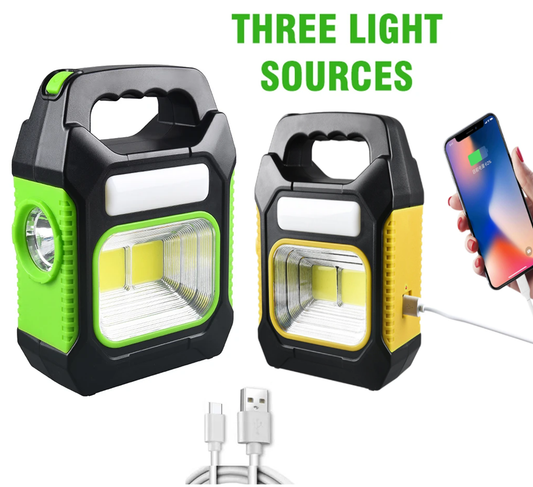 Solar Emergency Lamp Waterproof LED Handheld Torch USB Rechargeable Outdoor Portable with Power Bank for Survival Kits
