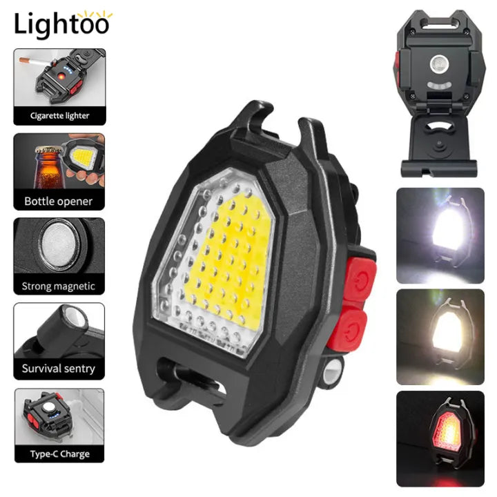 8 in 1 Mini LED Working Light Portable Keychain Flashlight Camping COB Lamp For Cig lalten Bottle Opener Emergency Whistle Light