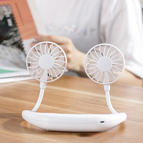 Hands-free Neck Band Hands-Free Hanging USB Rechargeable Dual Fan Mini Air Cooler Summer Portable 2000mA Sarmocare