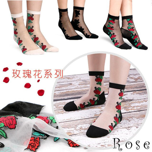 5 Pairs of Sexy Lace Mesh Fishnet Socks Mixed Fiber Transparent Stretch Elasticity Ankle Net Yarn Thin Women Cool Socks