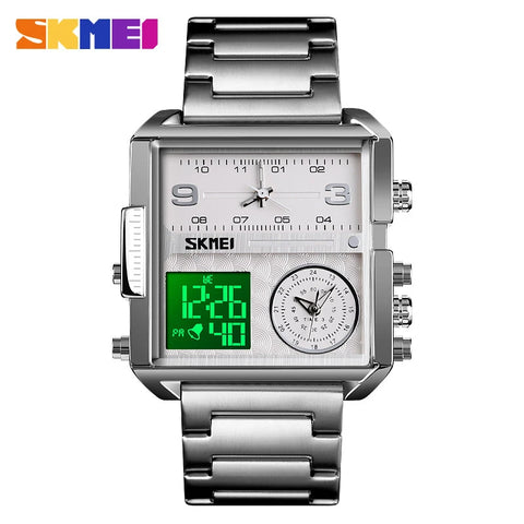 Skmei 1584 Square Watches Creative 3 Time Display Watches For Men
