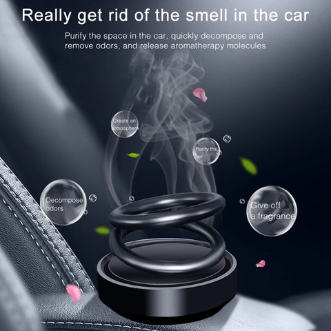 Car Suspended Rotating Aromatherapy Solar Energy Double-ring Car Perfume Seat Lasting Fragrance Cologne Scent Cars Decoration
