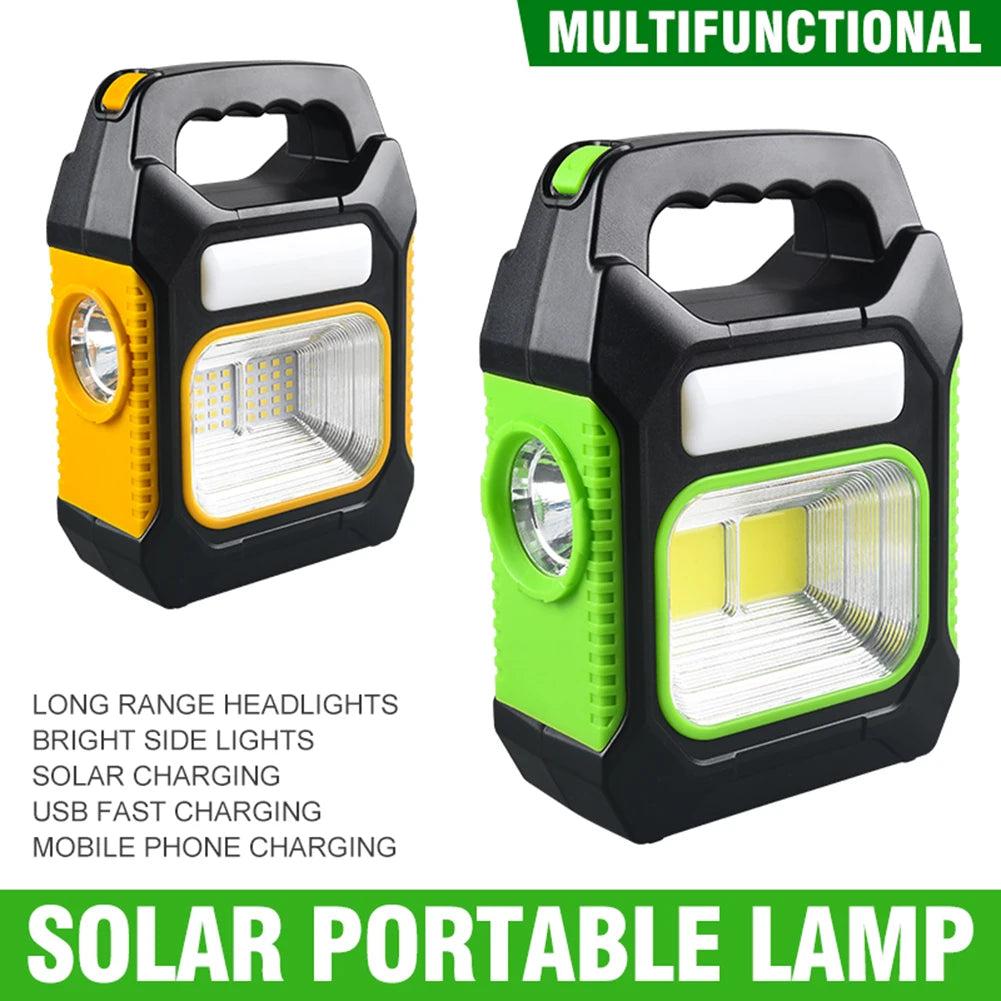 Solar Emergency Lamp Waterproof LED Handheld Torch USB Rechargeable Outdoor Portable with Power Bank for Survival Kits