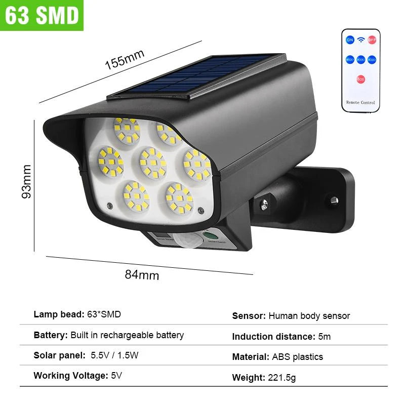 Solar Light Outdoor Human Body Sensor Waterproof LED Solar Lamp Simulation Monitoring Light Garden Path Street Led Wall Light