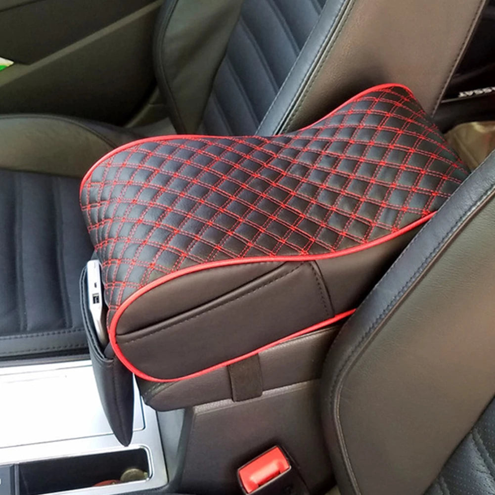 Leather Car Armrest Cushion - Car Center Seat Box Cushion With Mobile Pocket