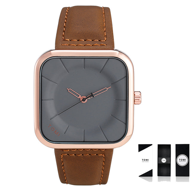 TOMI T093 Square Waterproof with leather Strap