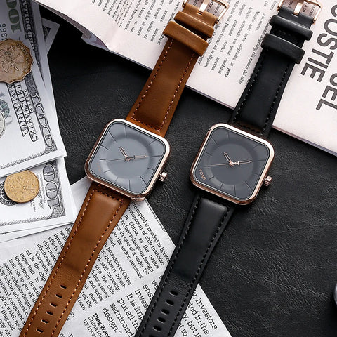 TOMI T093 Square Waterproof with leather Strap